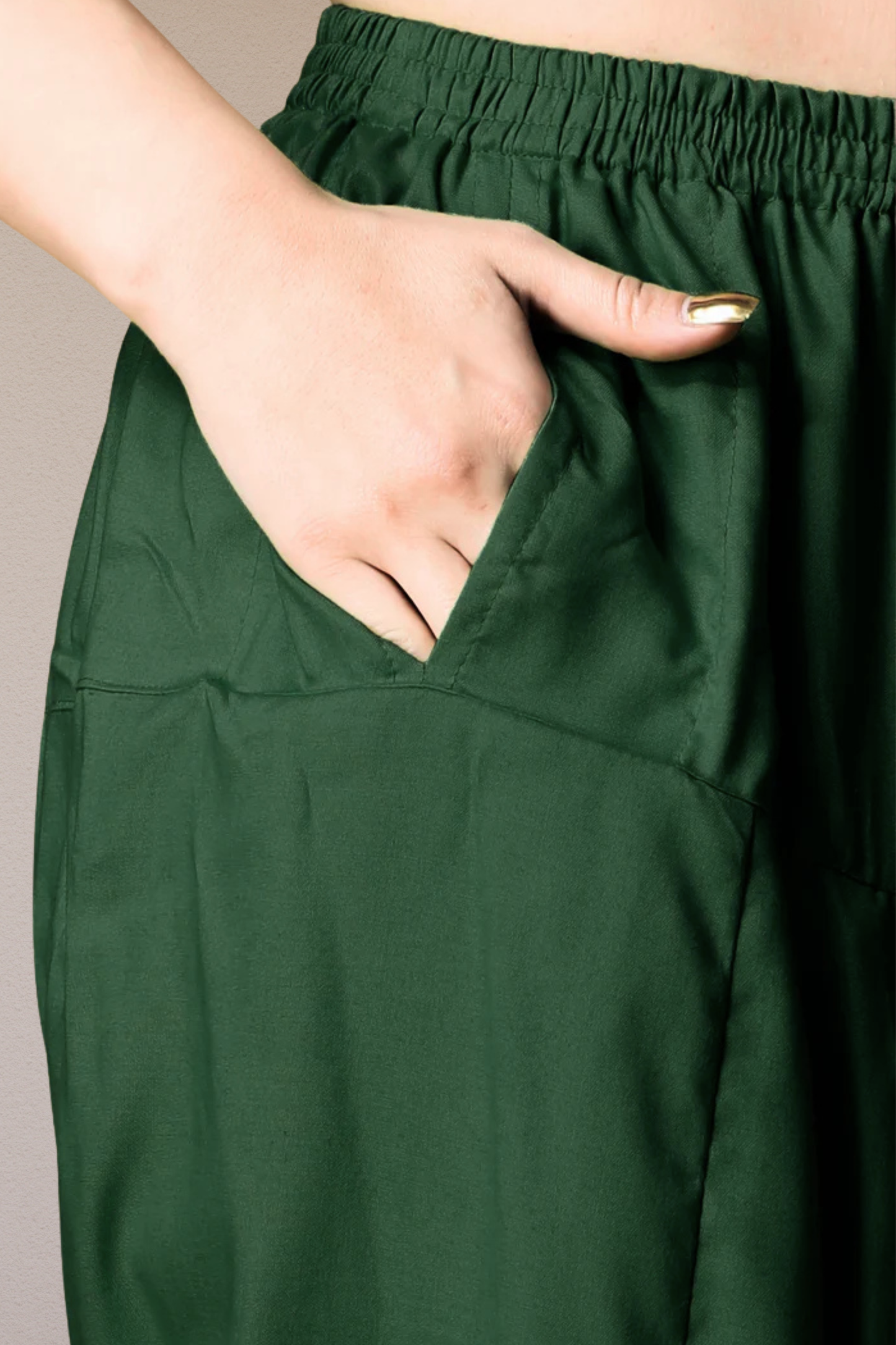 Bottle Green Rayon Pleated Salwar