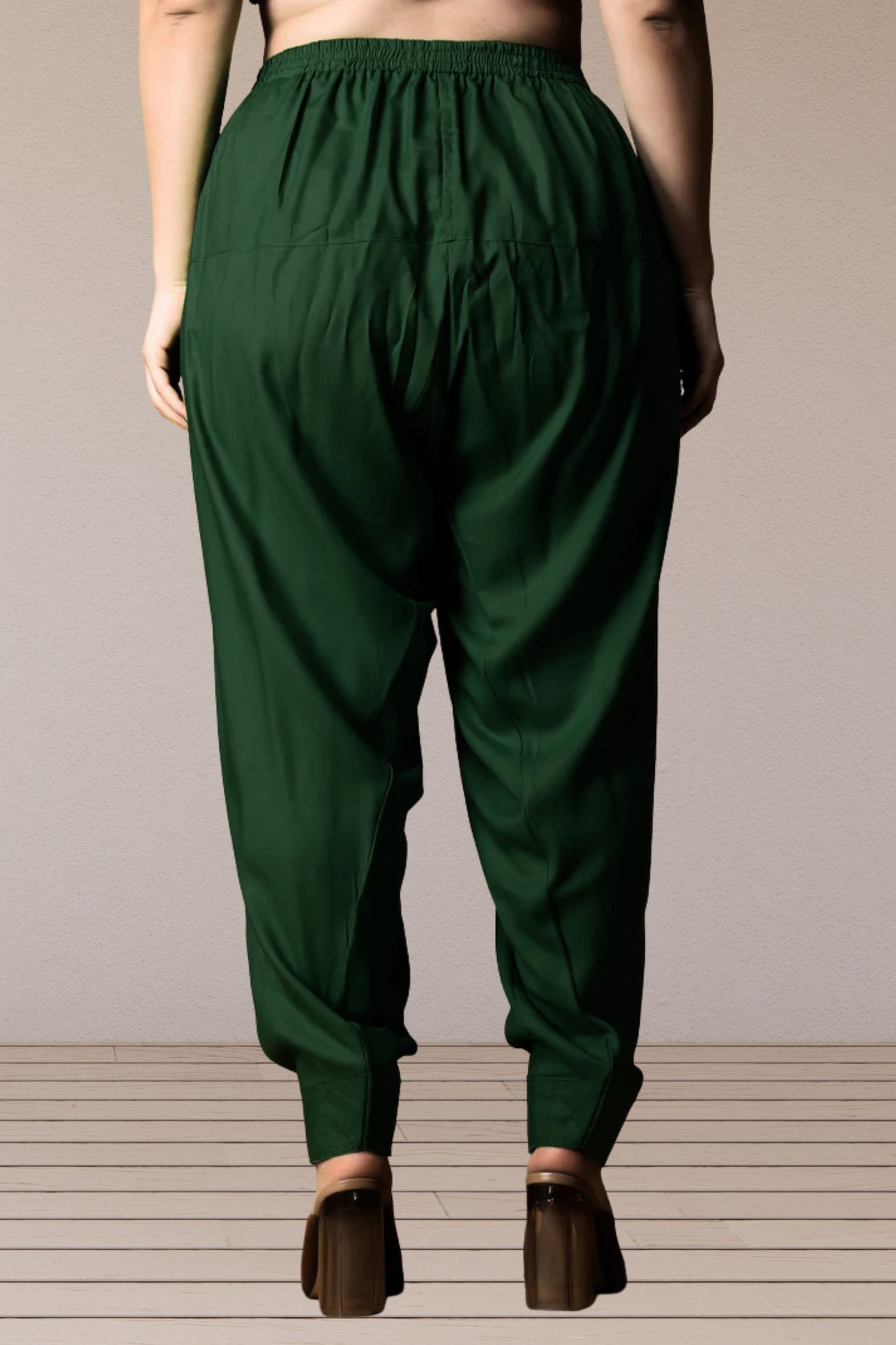 Bottle Green Rayon Pleated Salwar
