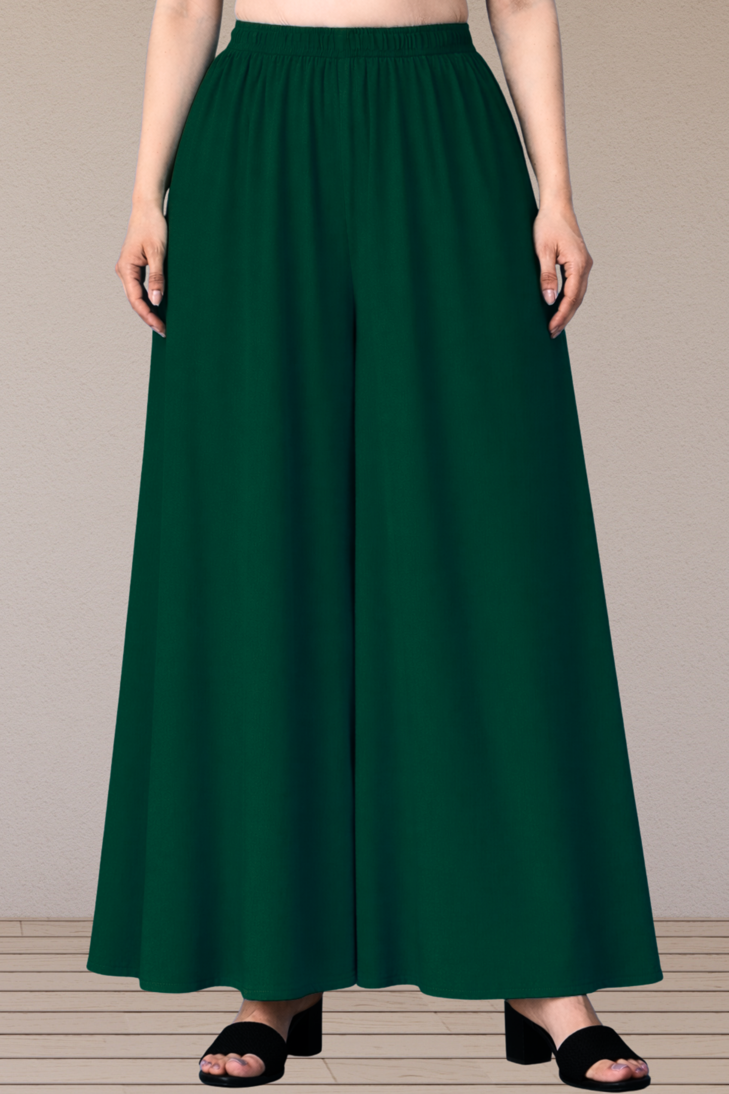 Bottle Green Rayon Skirt Palazzo