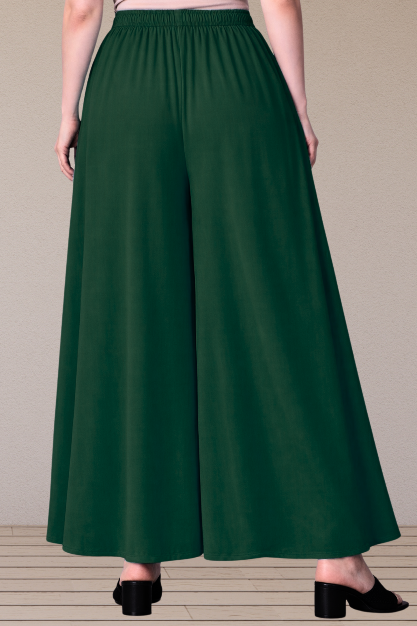 Bottle Green Rayon Skirt Palazzo