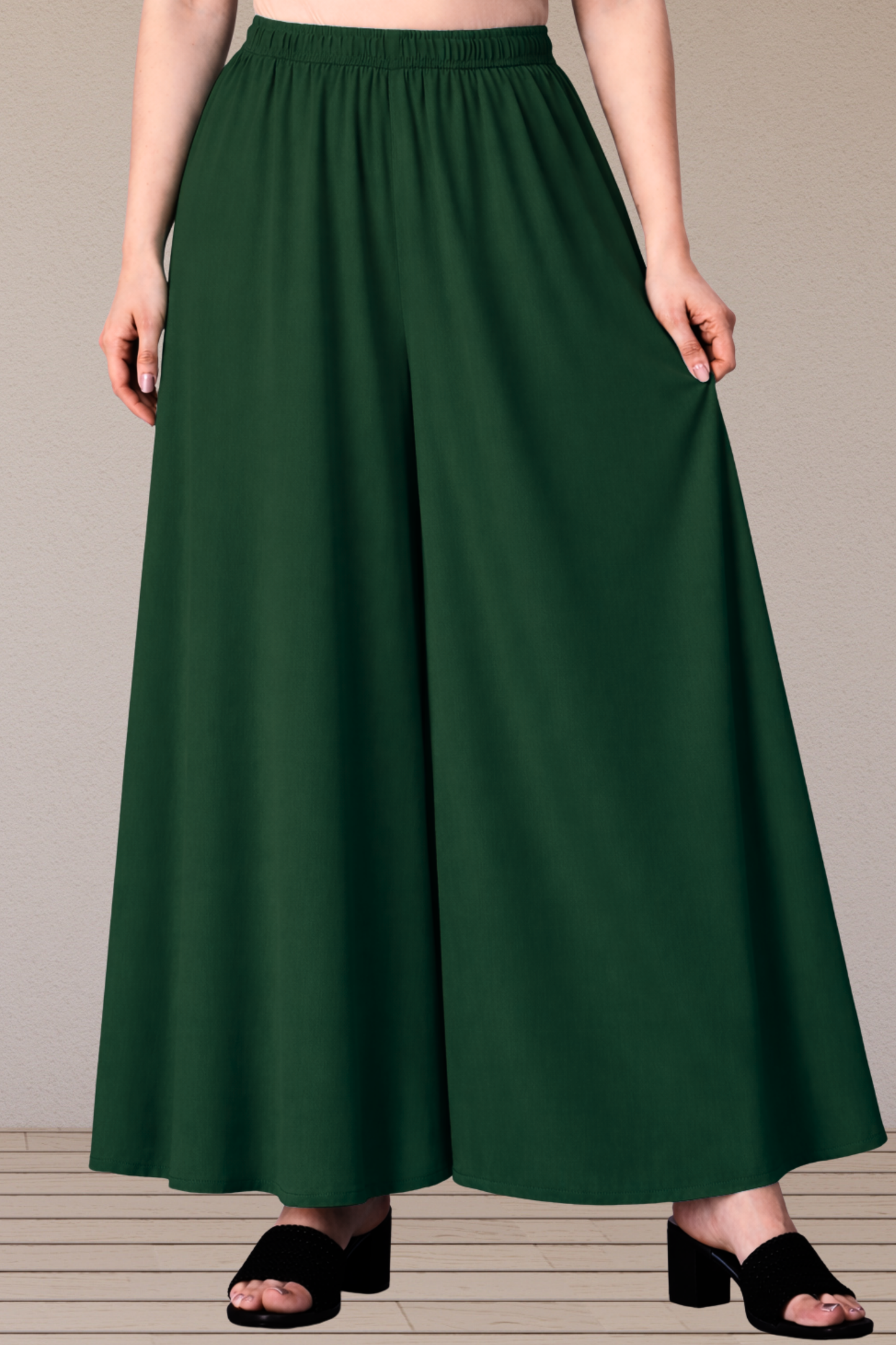 Bottle Green Rayon Skirt Palazzo