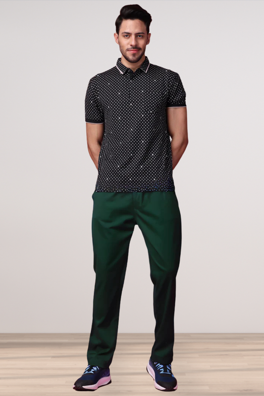 Bottle Green Solid Stretch Track Pants