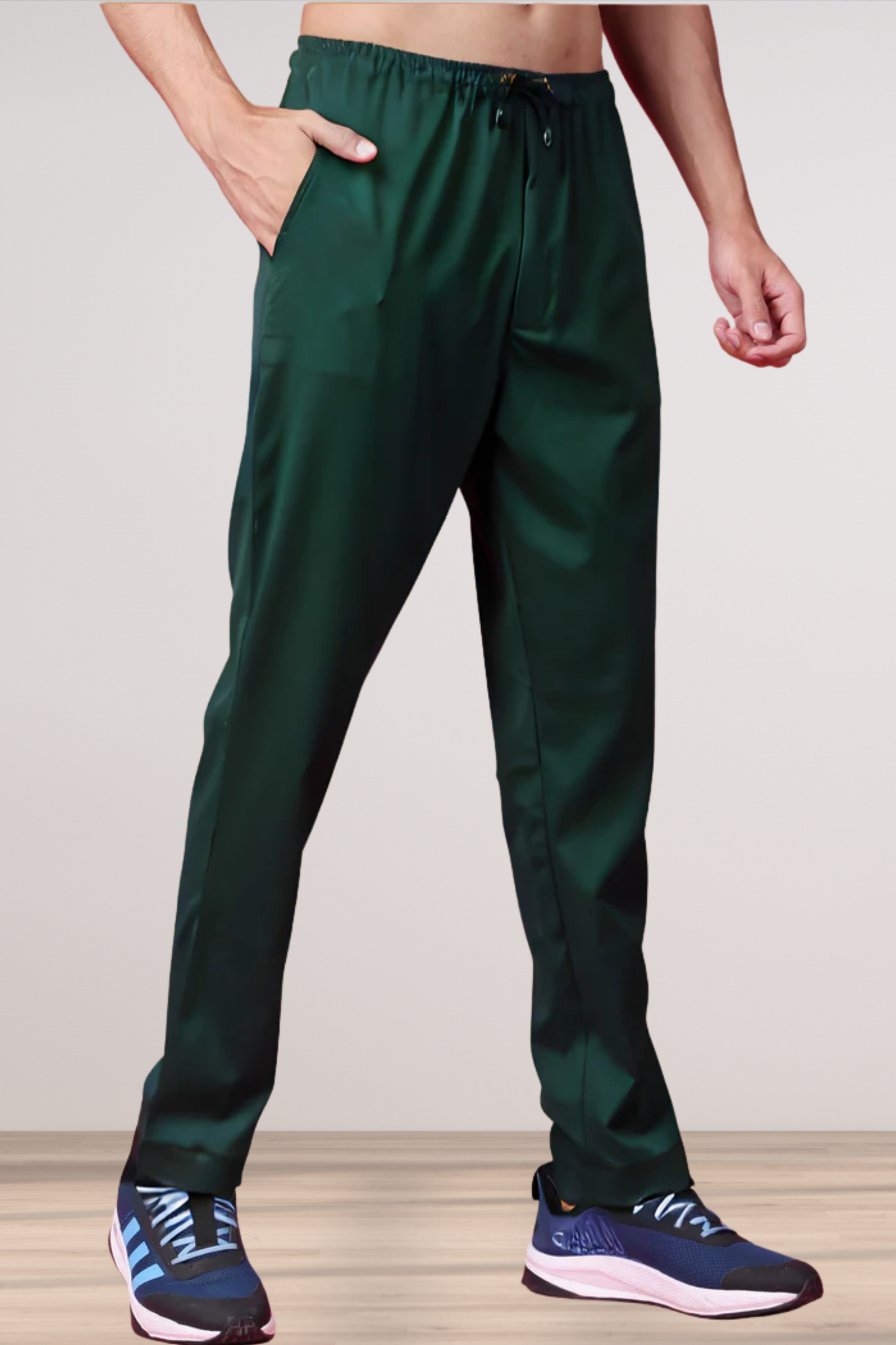 Bottle Green Solid Stretch Track Pants