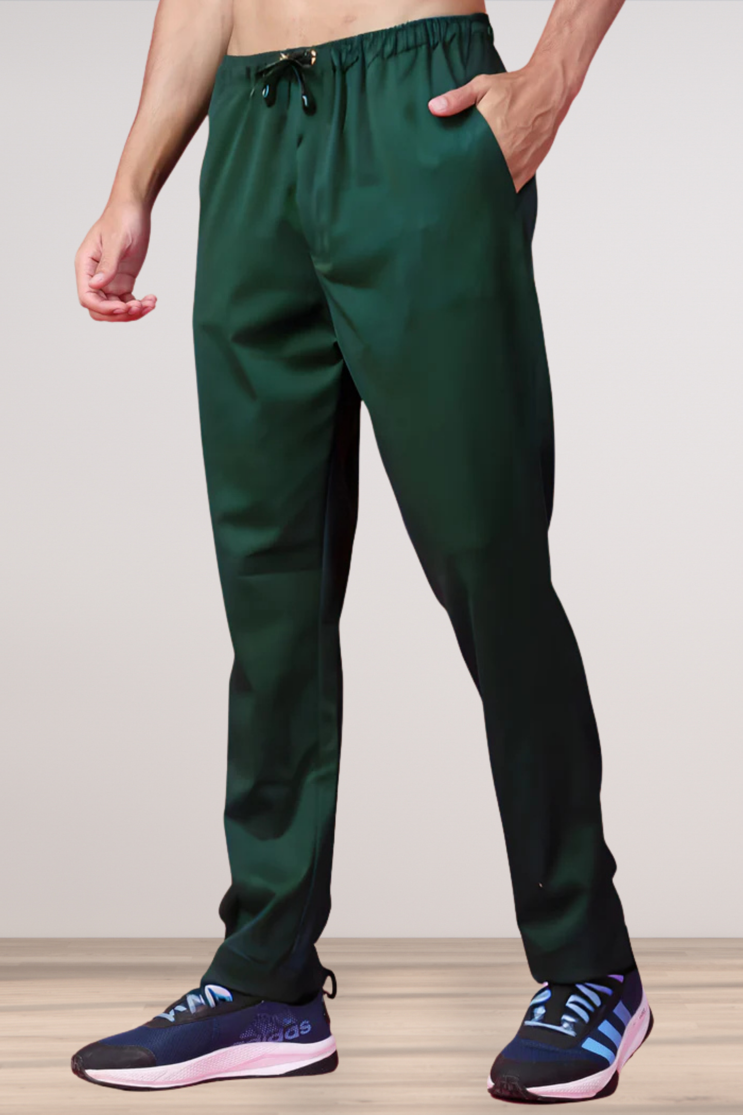 Bottle Green Solid Stretch Track Pants