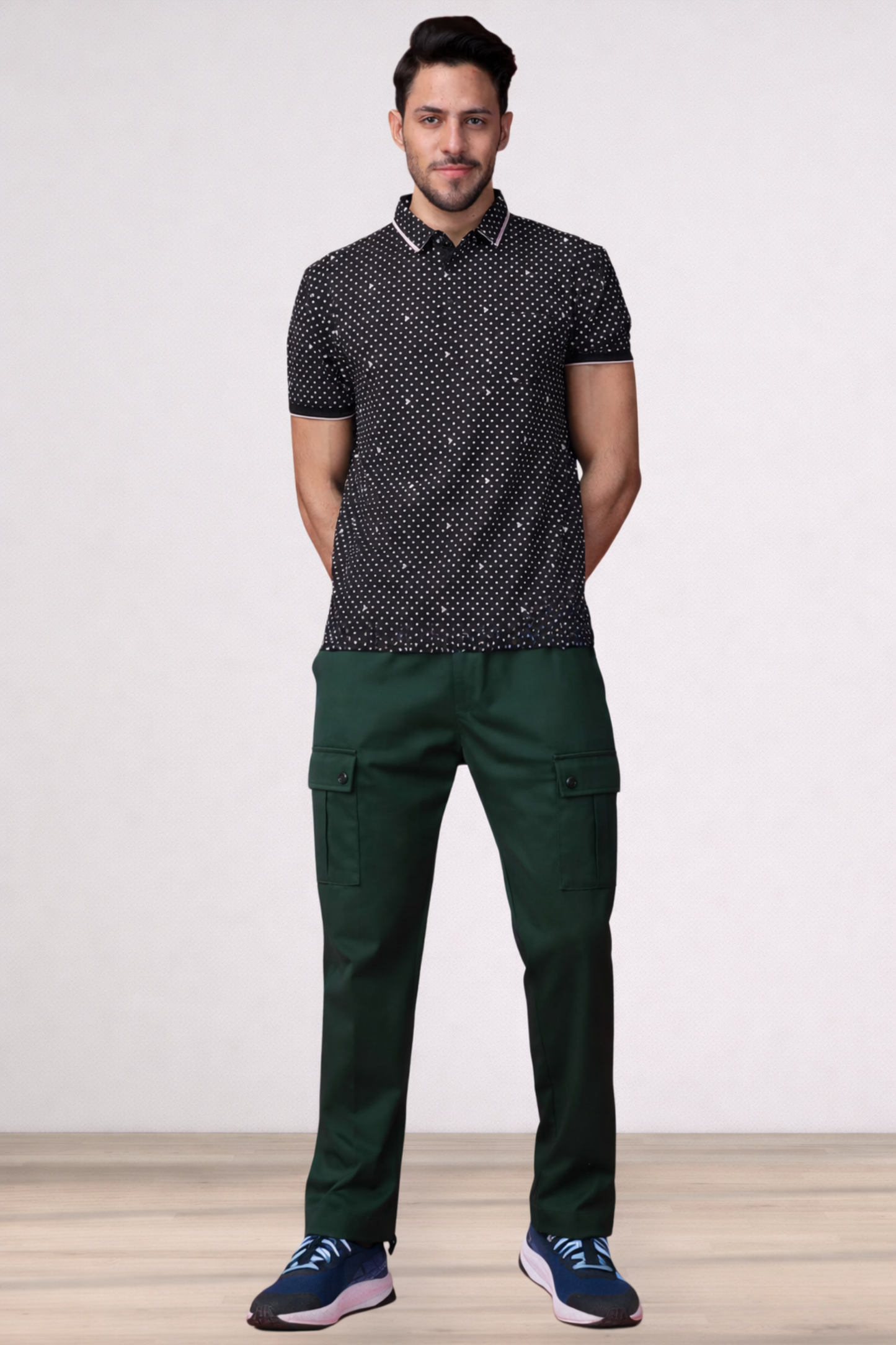 Bottle Green Solid Stretch Cargo - 4 Pocket