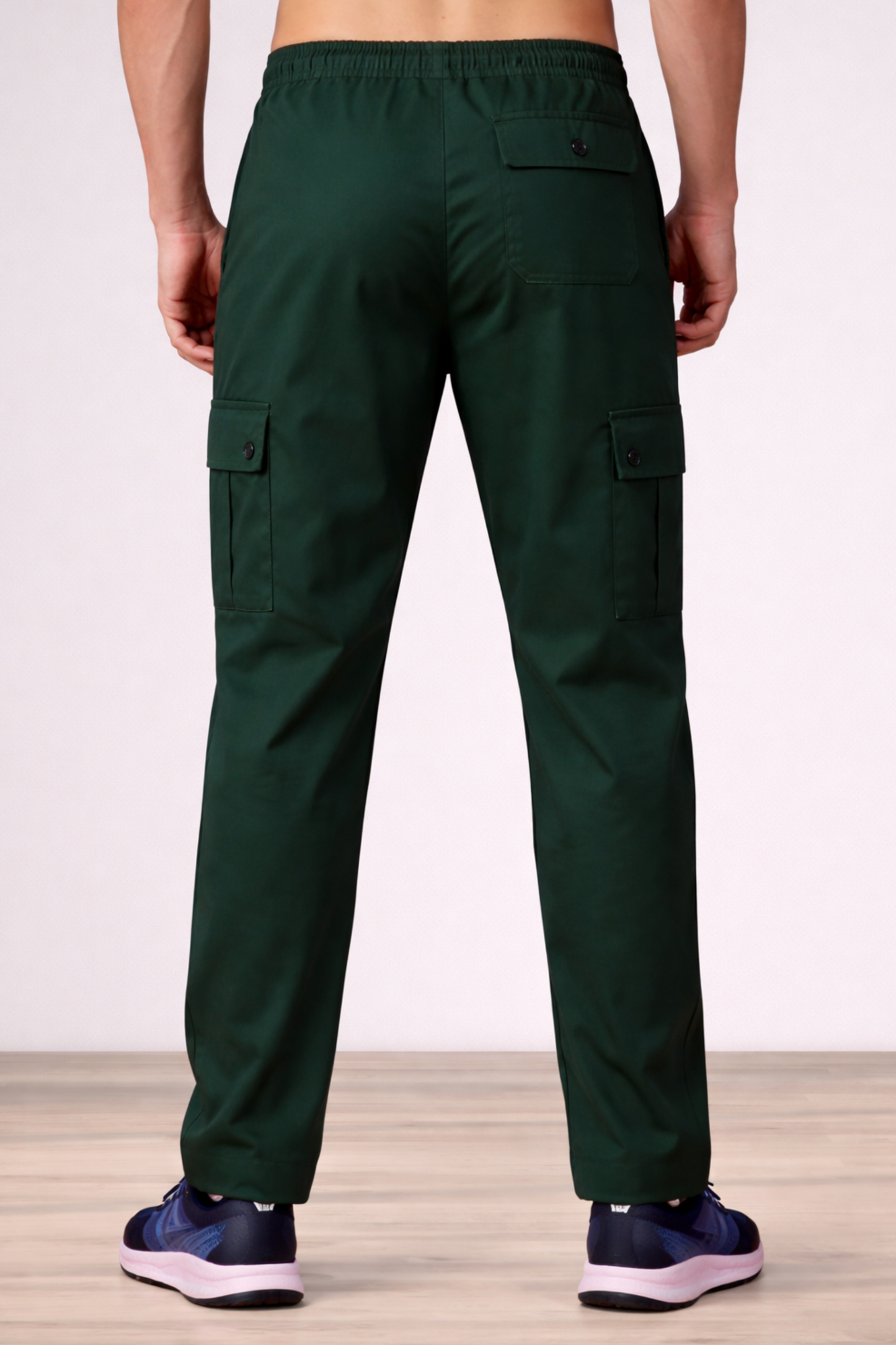 Bottle Green Solid Stretch Cargo - 4 Pocket