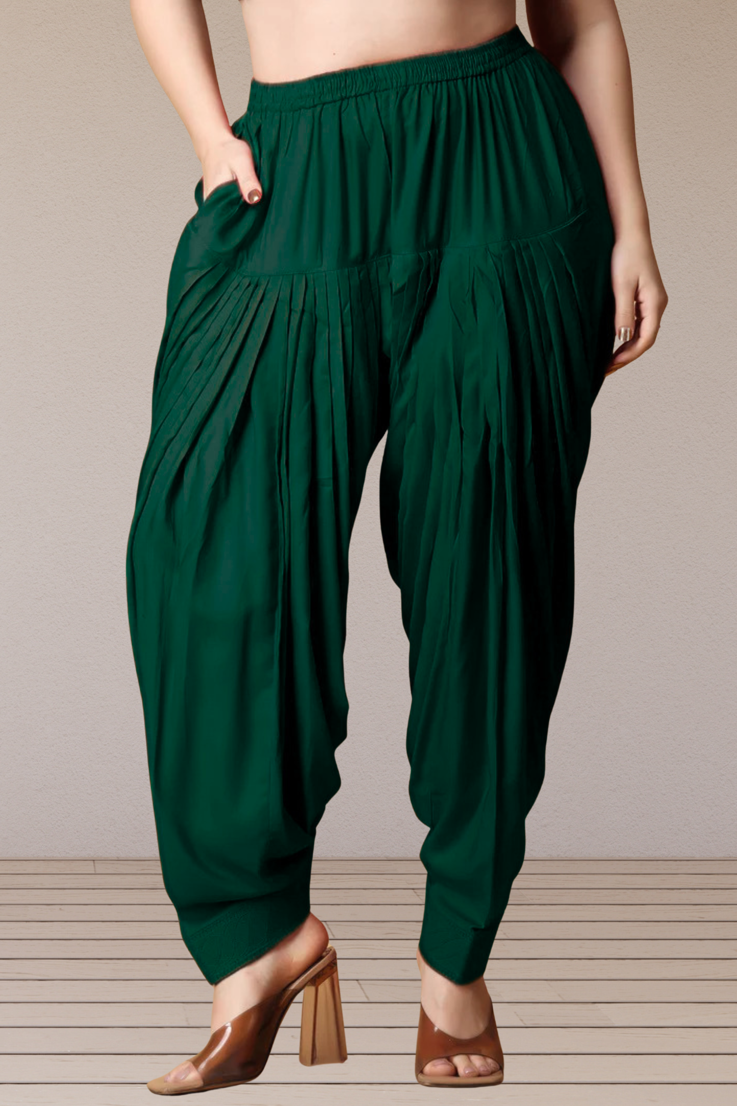 Bottle Green Rayon Patiala Salwar