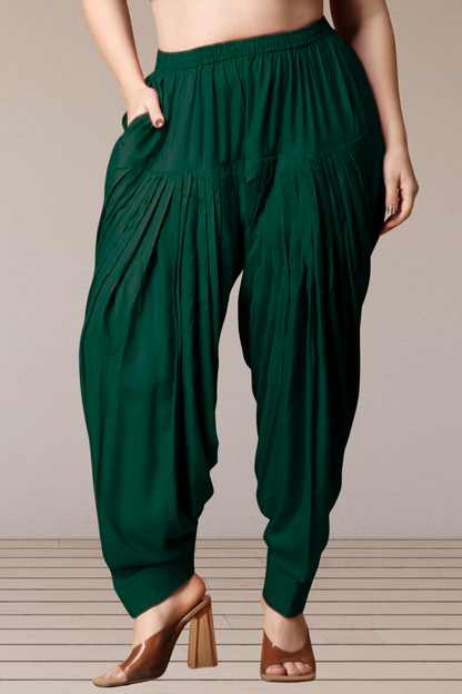 Bottle Green Rayon Patiala Salwar