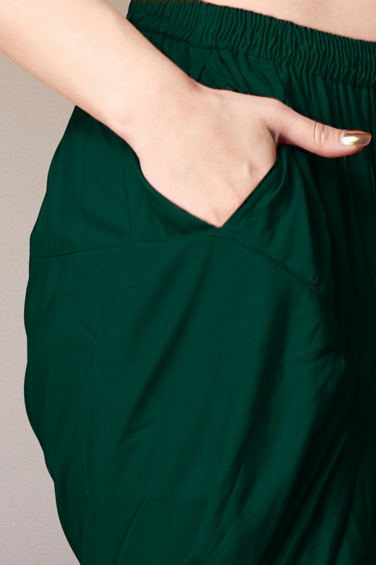 Bottle Green Rayon Patiala Salwar