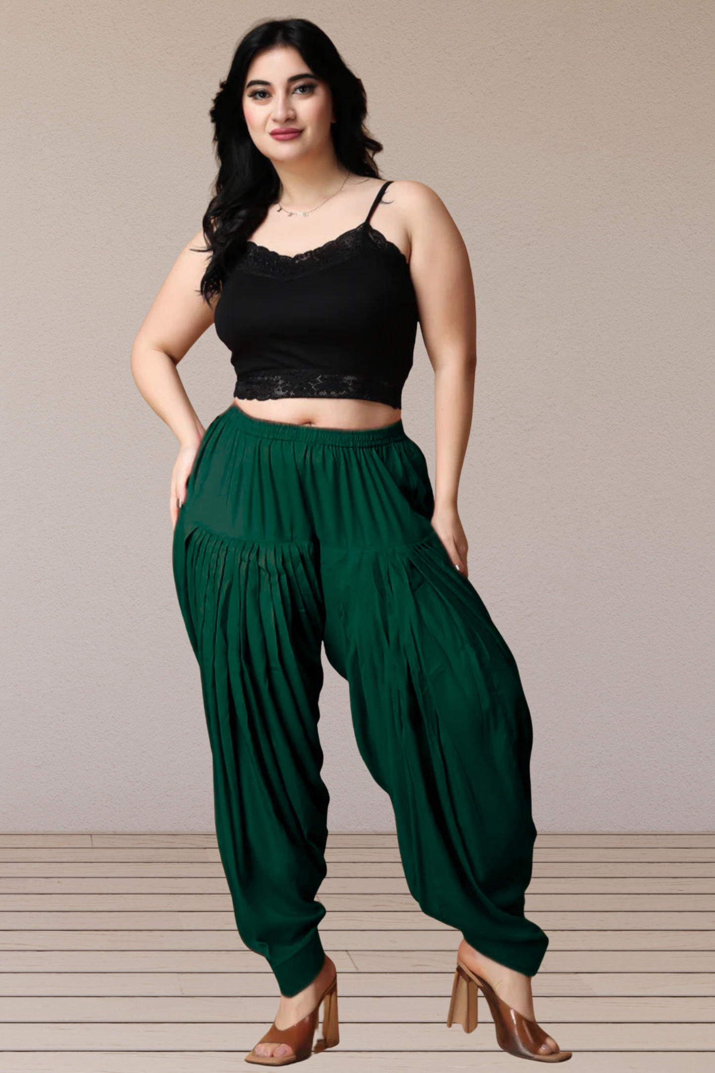 Bottle Green Rayon Patiala Salwar