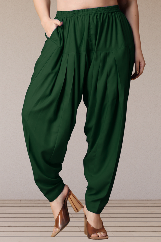 Bottle Green Straight Rayon Salwar Pants