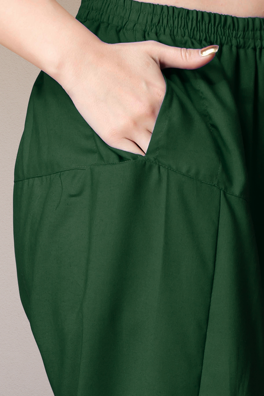 Bottle Green Straight Rayon Salwar Pants