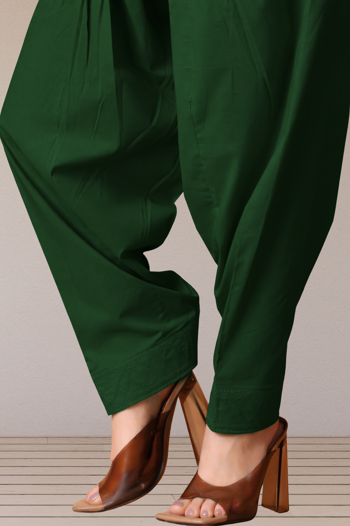 Bottle Green Cotton Straight Salwar