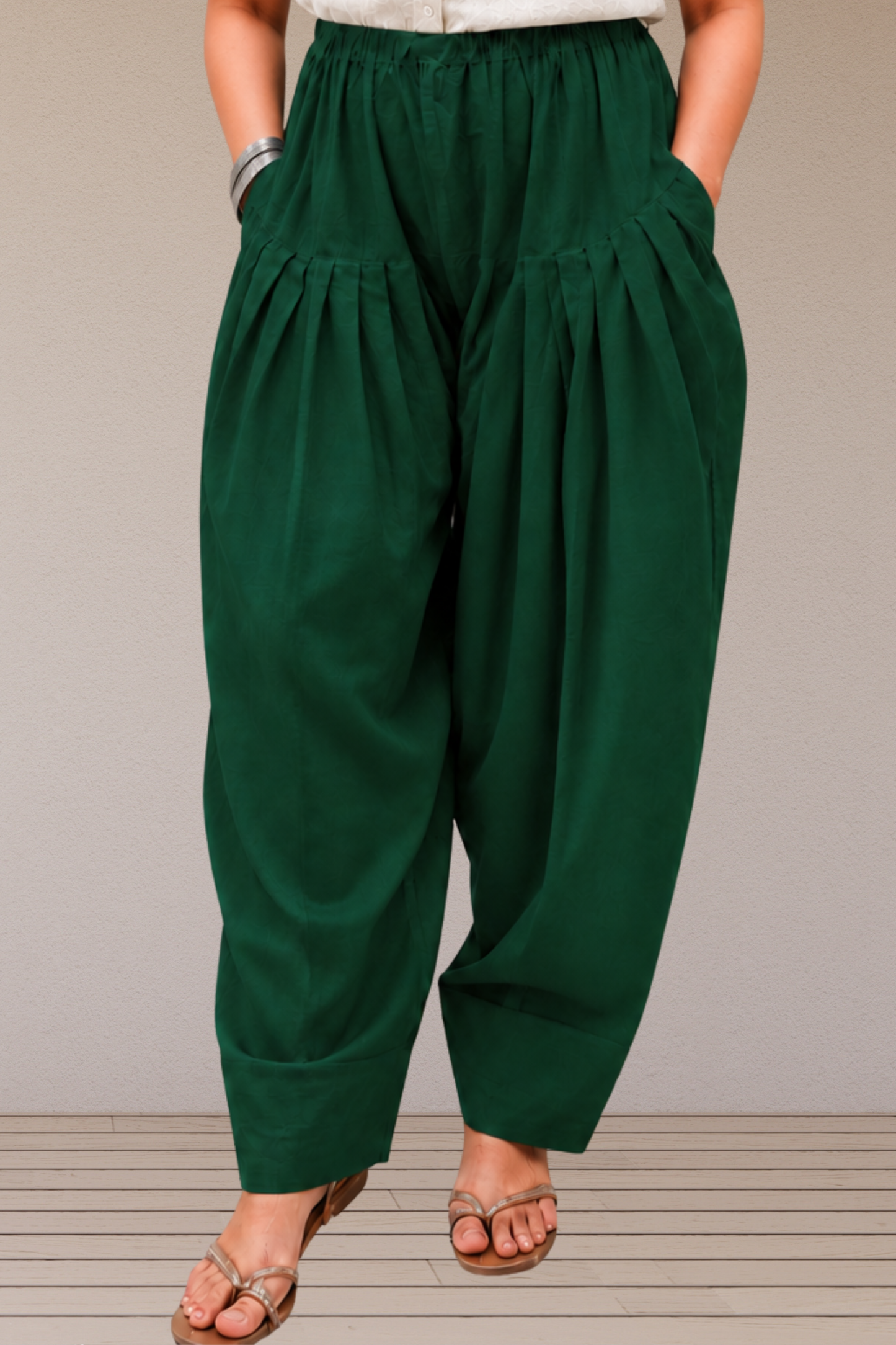 Bottle Green Cotton Farshi Salwar