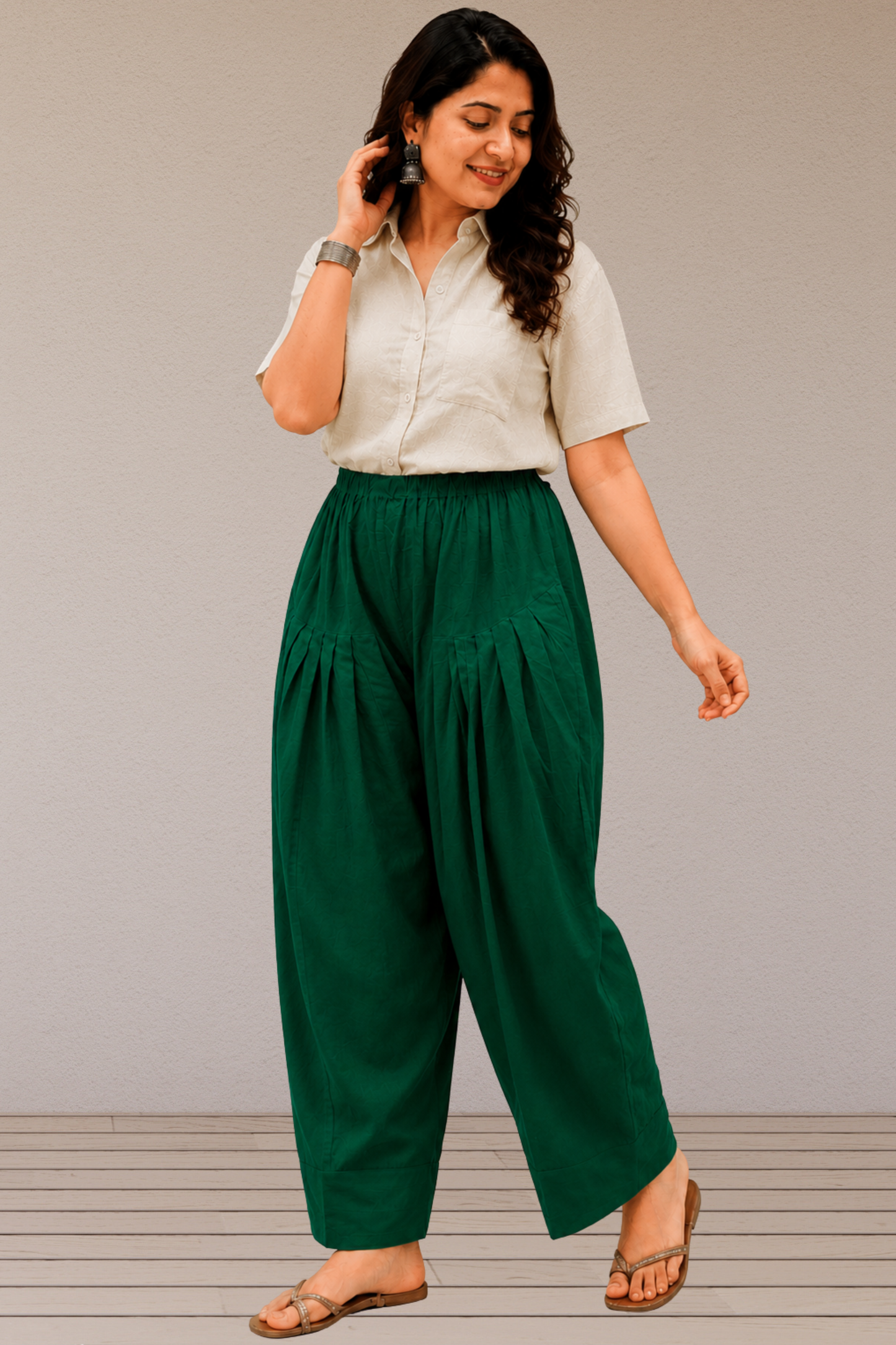 Bottle Green Cotton Farshi Salwar