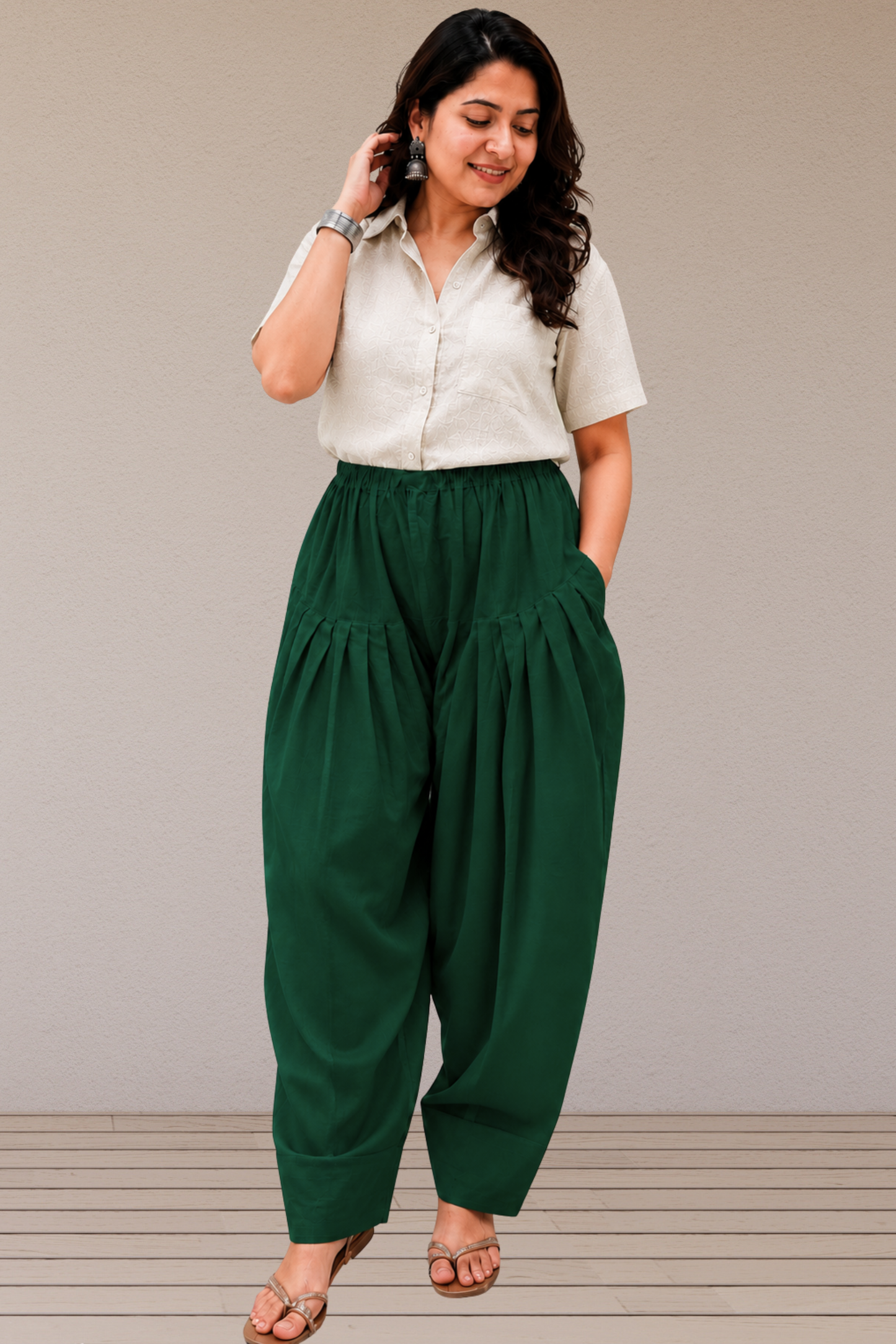 Bottle Green Cotton Farshi Salwar