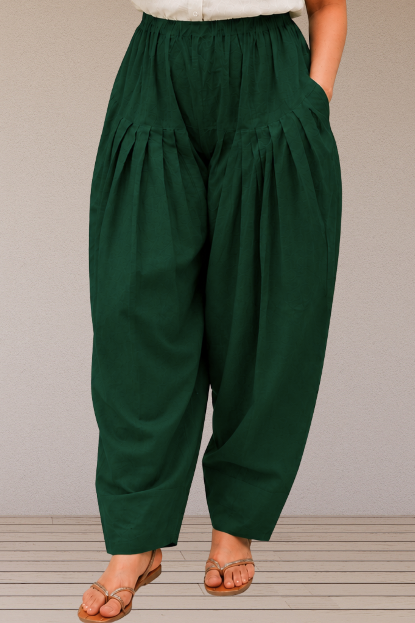Bottle Green Cotton Farshi Salwar