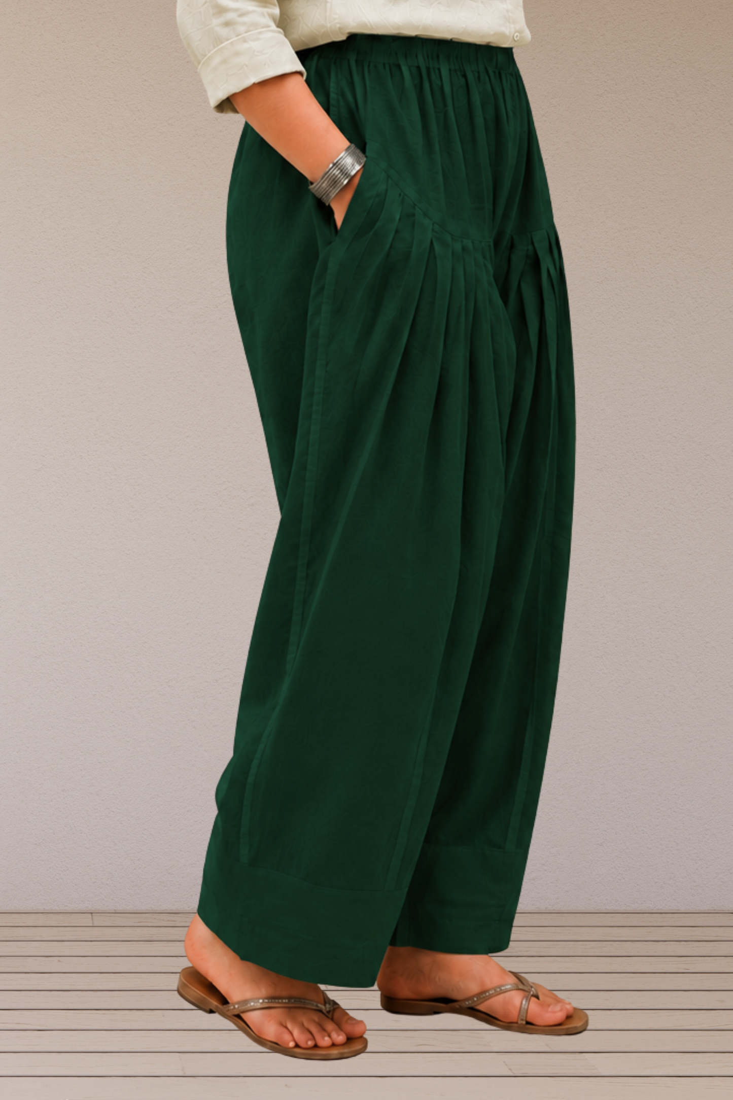 Bottle Green Cotton Farshi Salwar