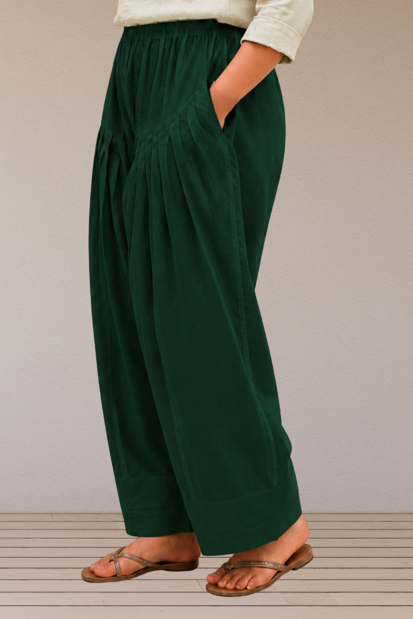 Bottle Green Cotton Farshi Salwar