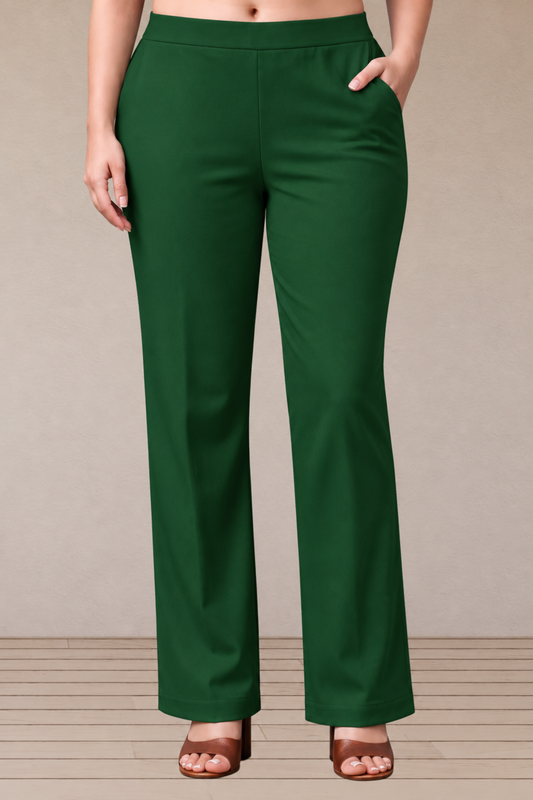 Bottle Green Lycra Slub Pants
