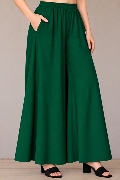 Bottle Green Rayon Skirt Palazzo