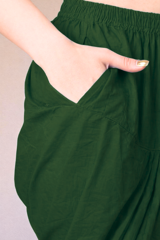 Bottle Green Easy Fit Cotton Salwar