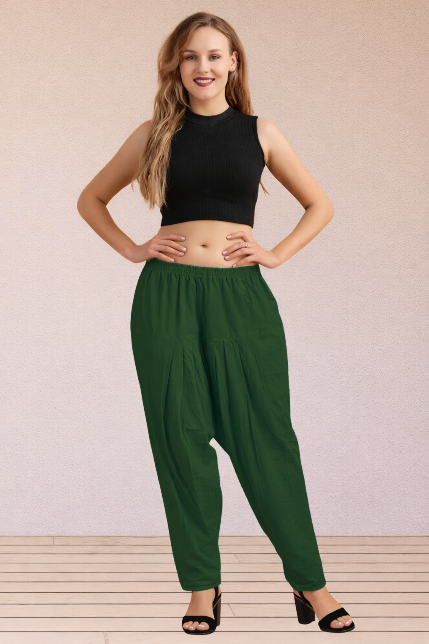 Bottle Green Easy Fit Cotton Salwar