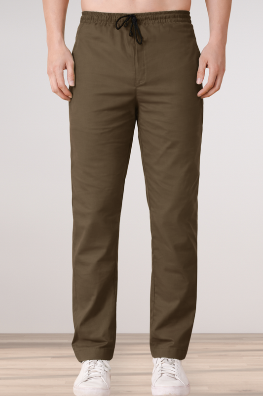 Brown Cotton Track Pants