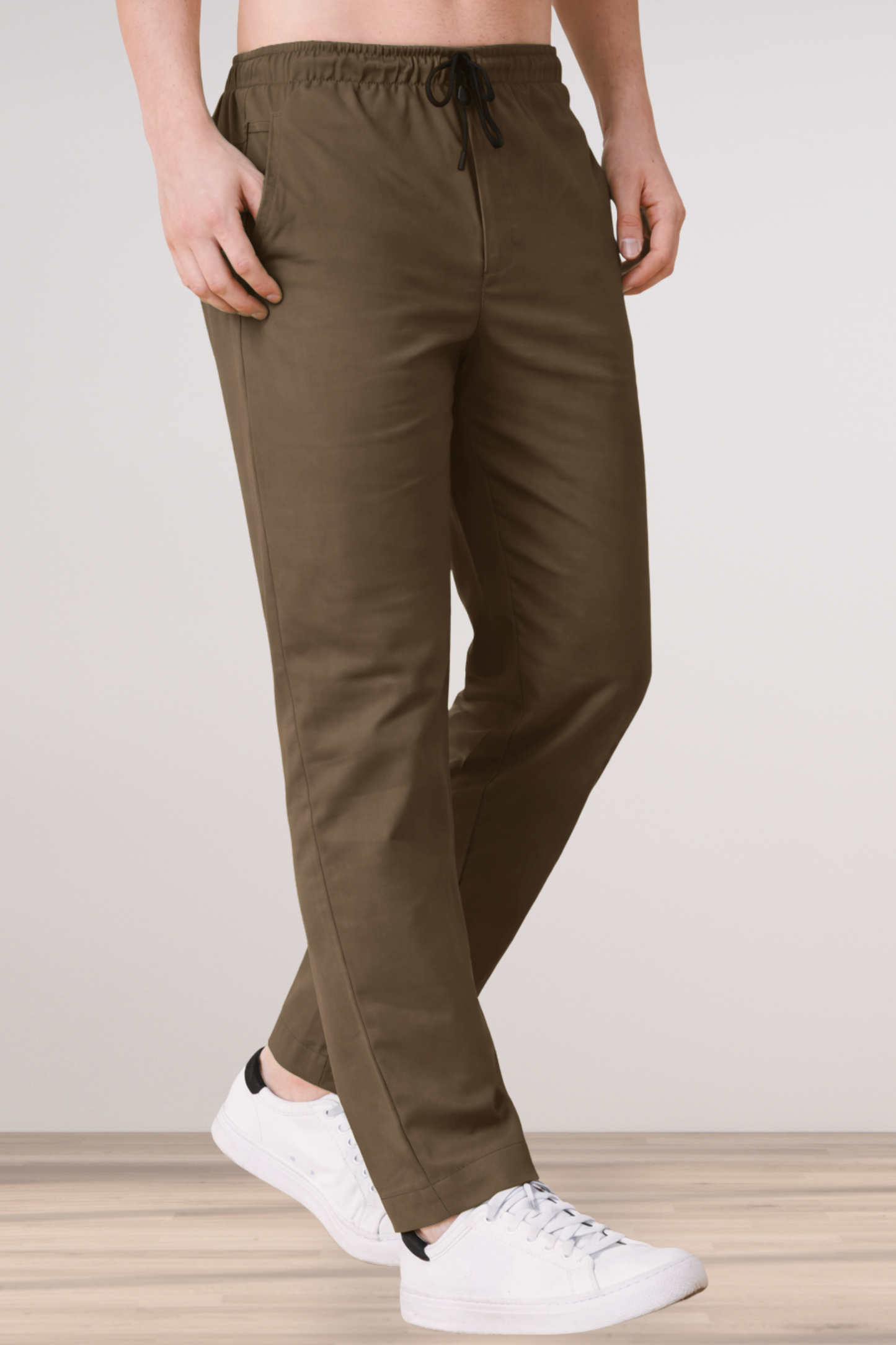 Brown Cotton Track Pants