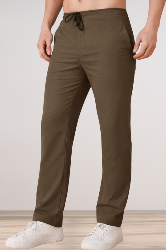 Brown Cotton Track Pants