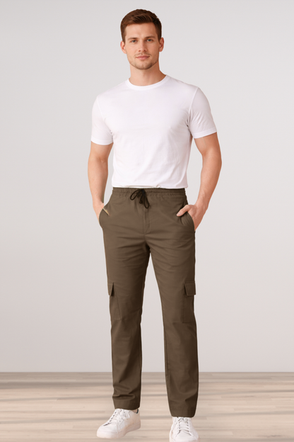 Brown Cotton Cargo Pants
