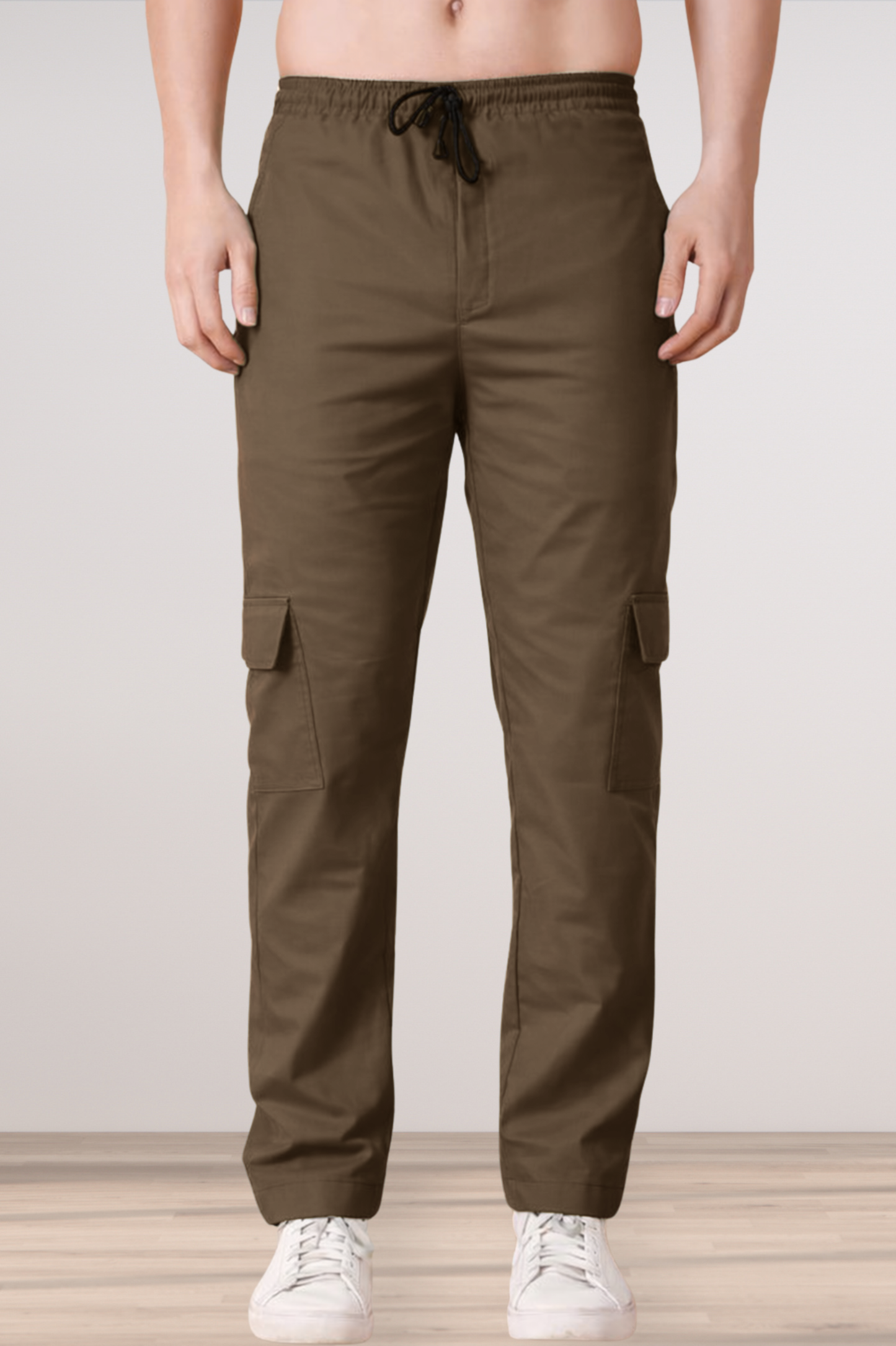 Brown Cotton Cargo Pants