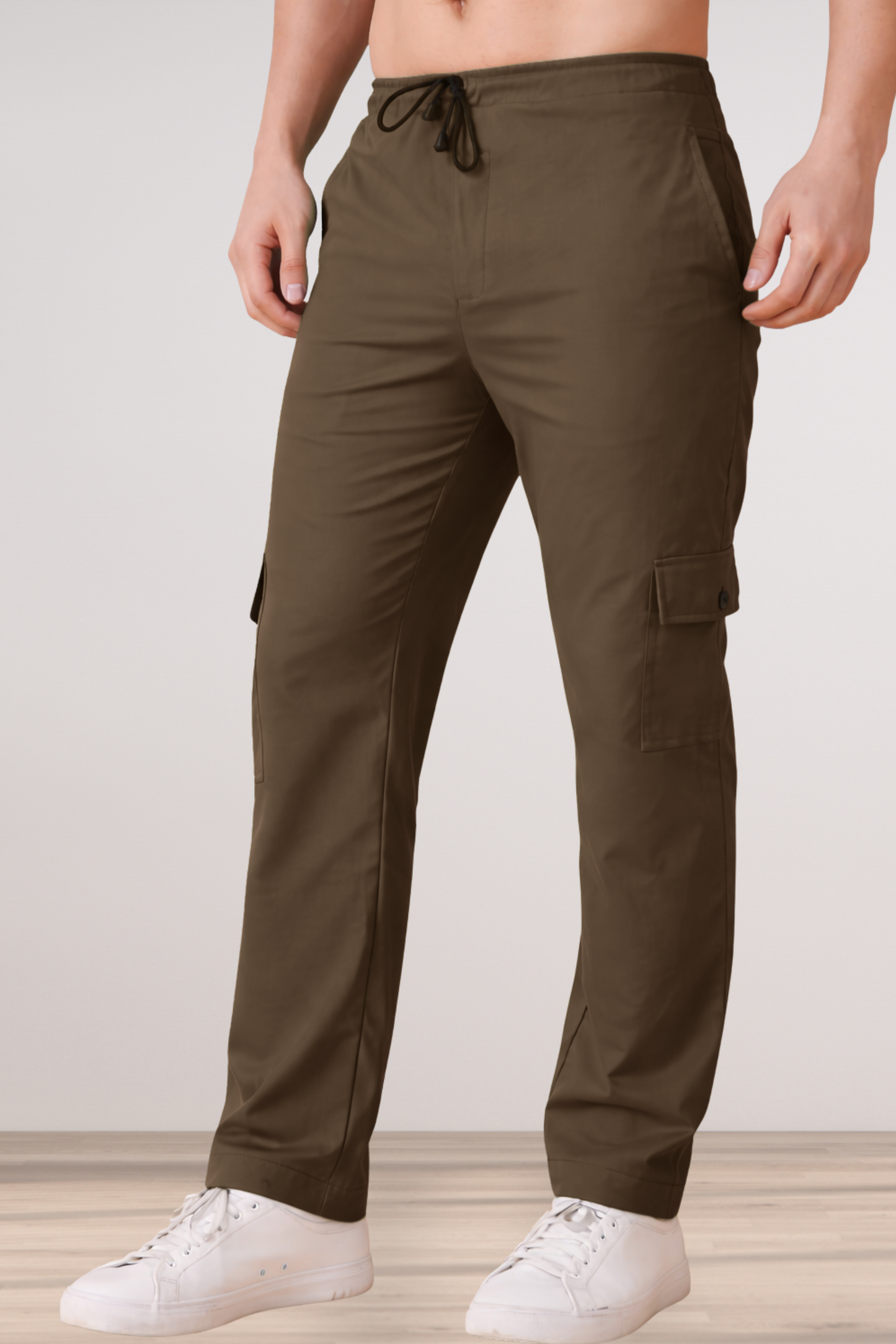 Brown Cotton Cargo Pants