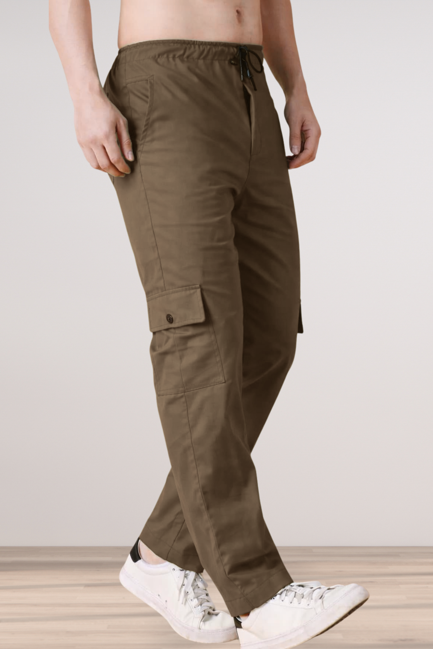 Brown Cotton Cargo Pants