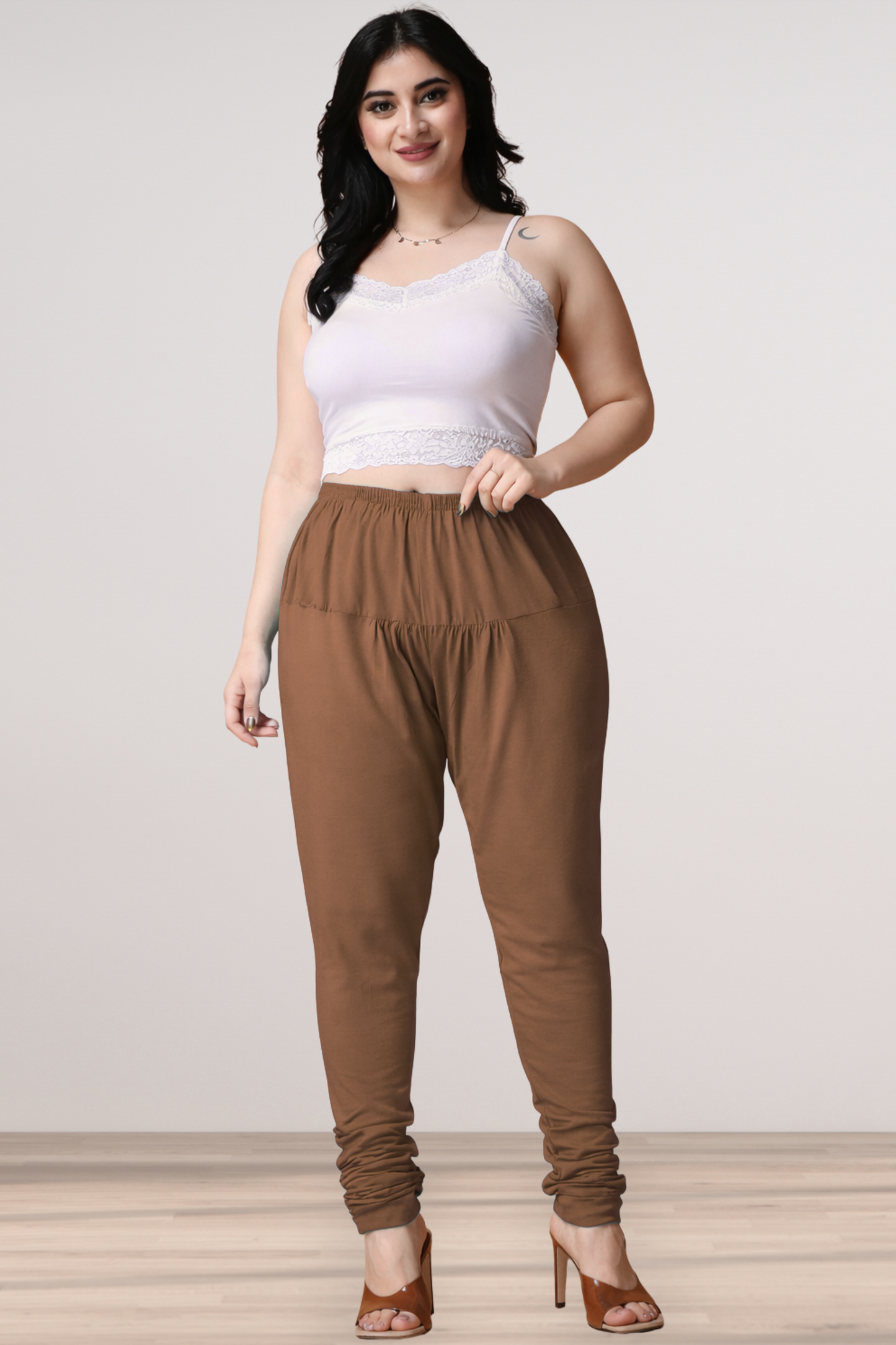 Brown Cotton Churidar Pants