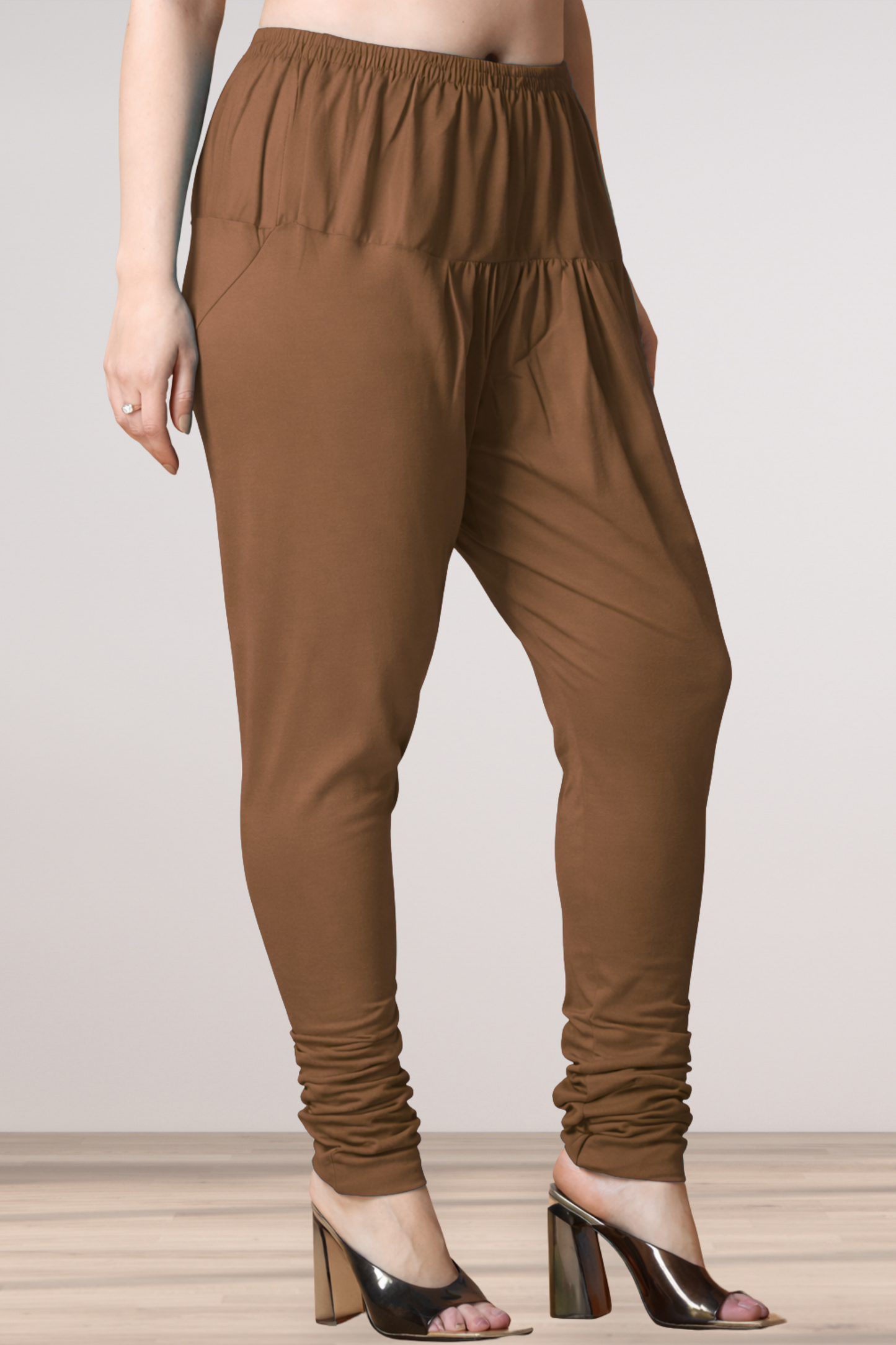 Brown Cotton Churidar Pants