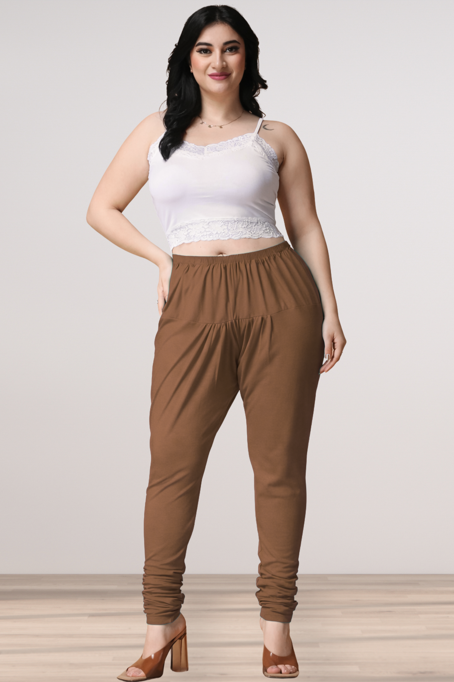 Brown Cotton Churidar Pants