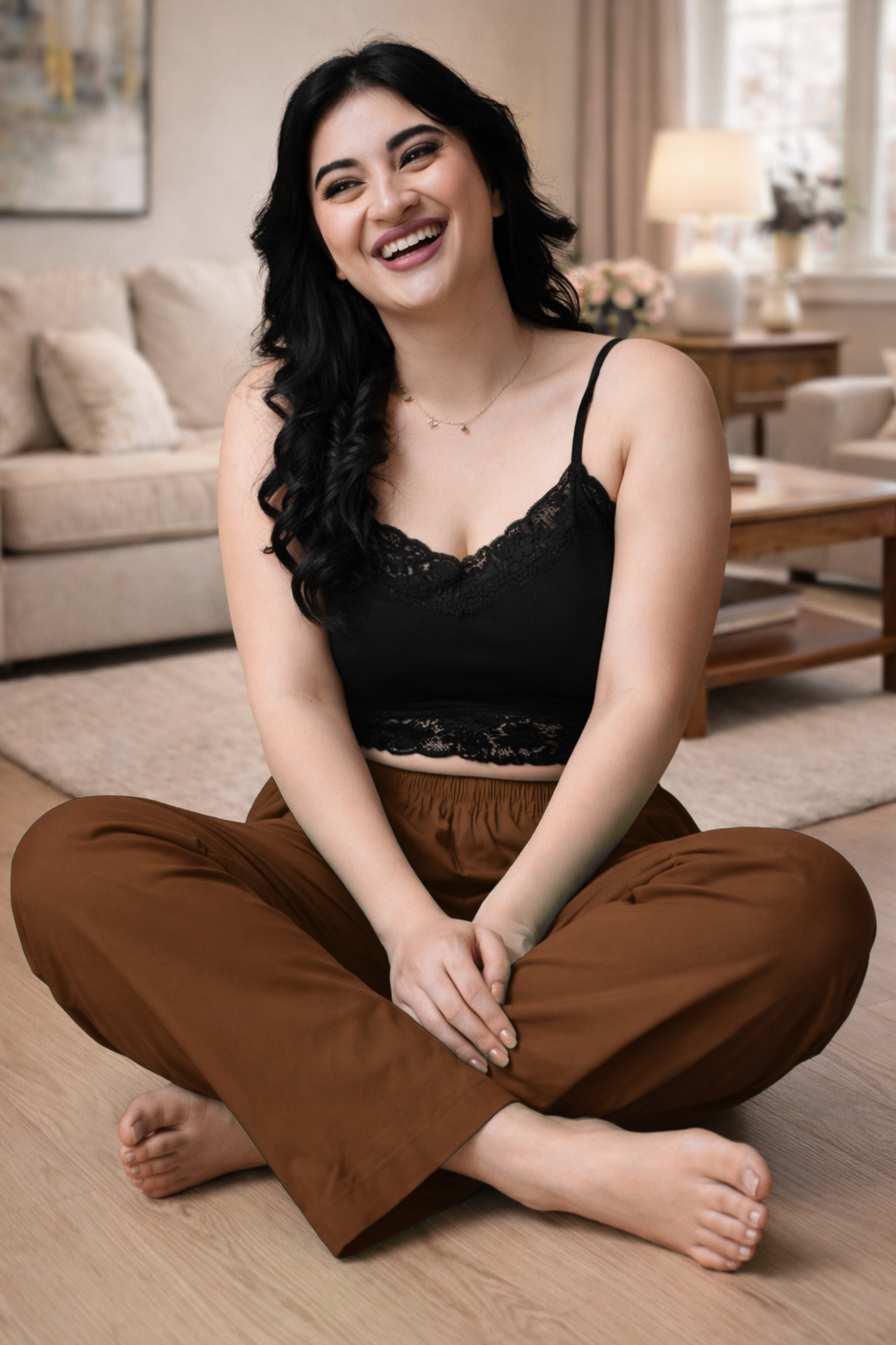 Brown Cotton Kurti Pant