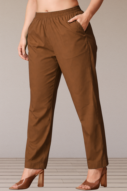 Brown Cotton Kurti Pant