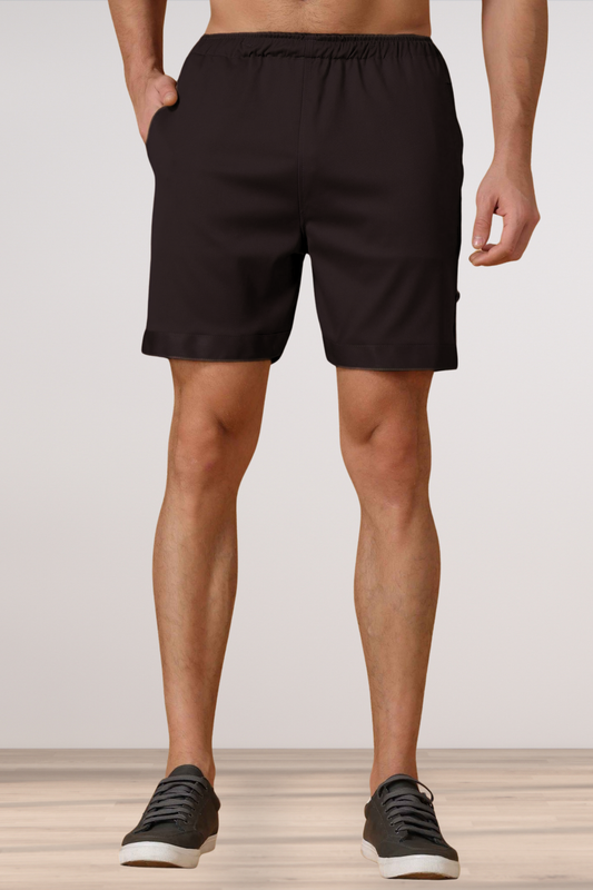 Brown Cotton Lycra Shorts
