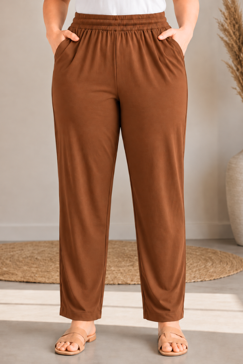 Brown Everyday Cotton Kurti Pants