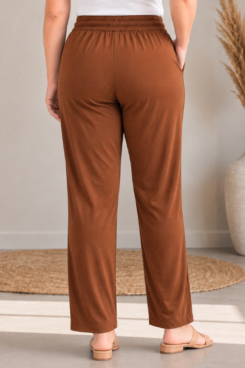 Brown Everyday Cotton Kurti Pants