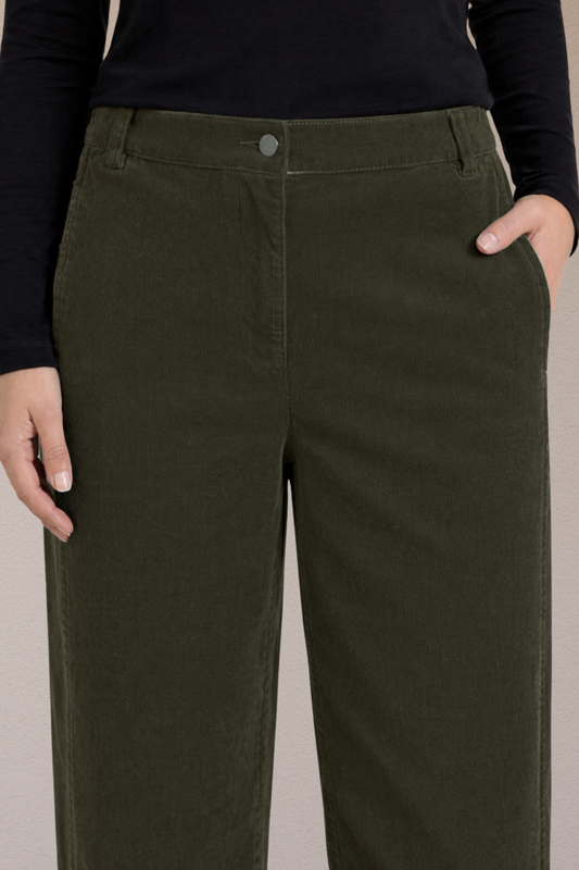 Brownish Green Corduroy Pant