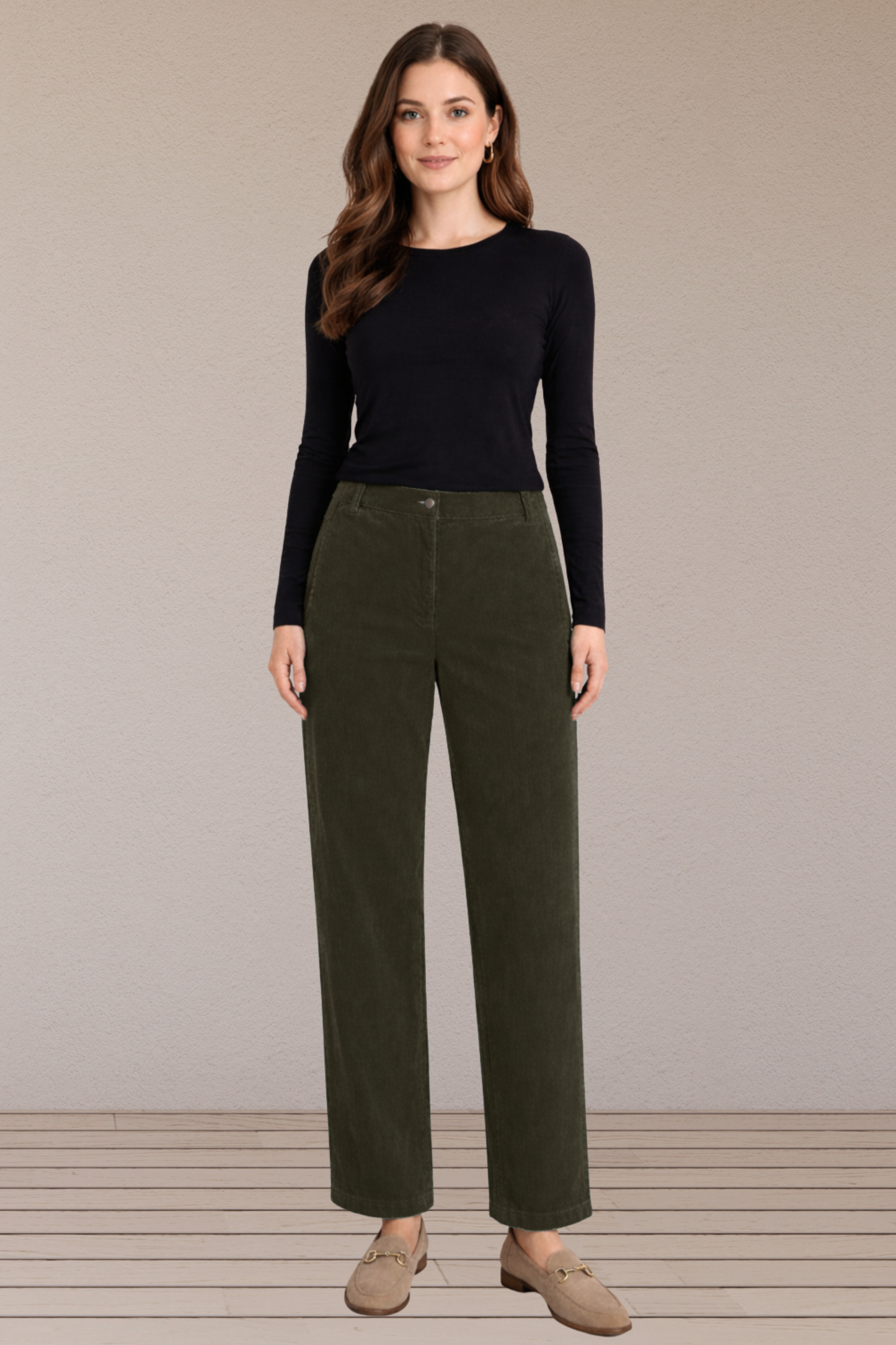 Brownish Green Corduroy Pant