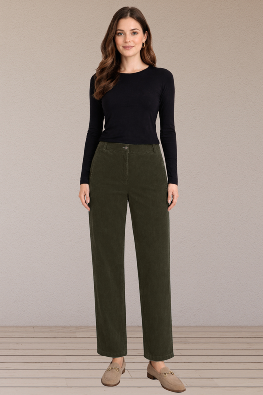 Brownish Green Corduroy Pant