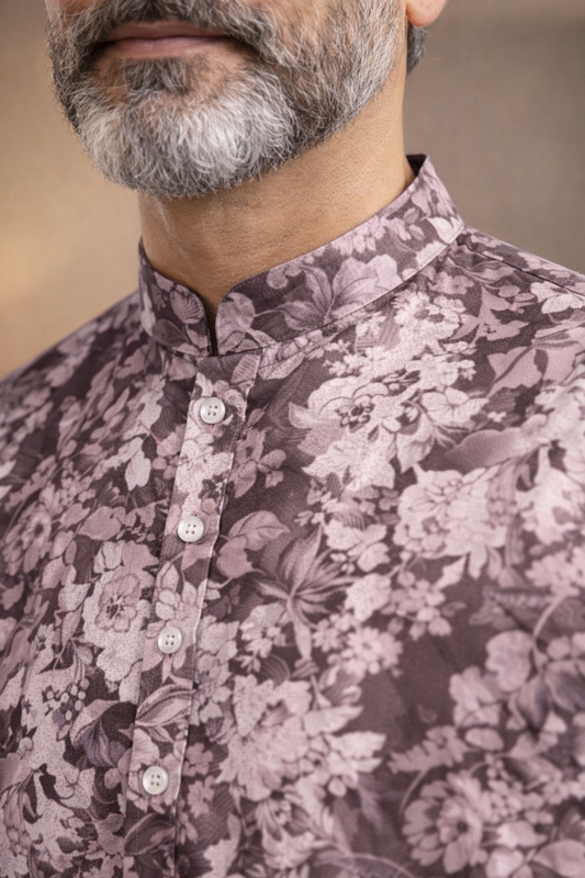 Burgundy Charm Printed Kurta Pajama