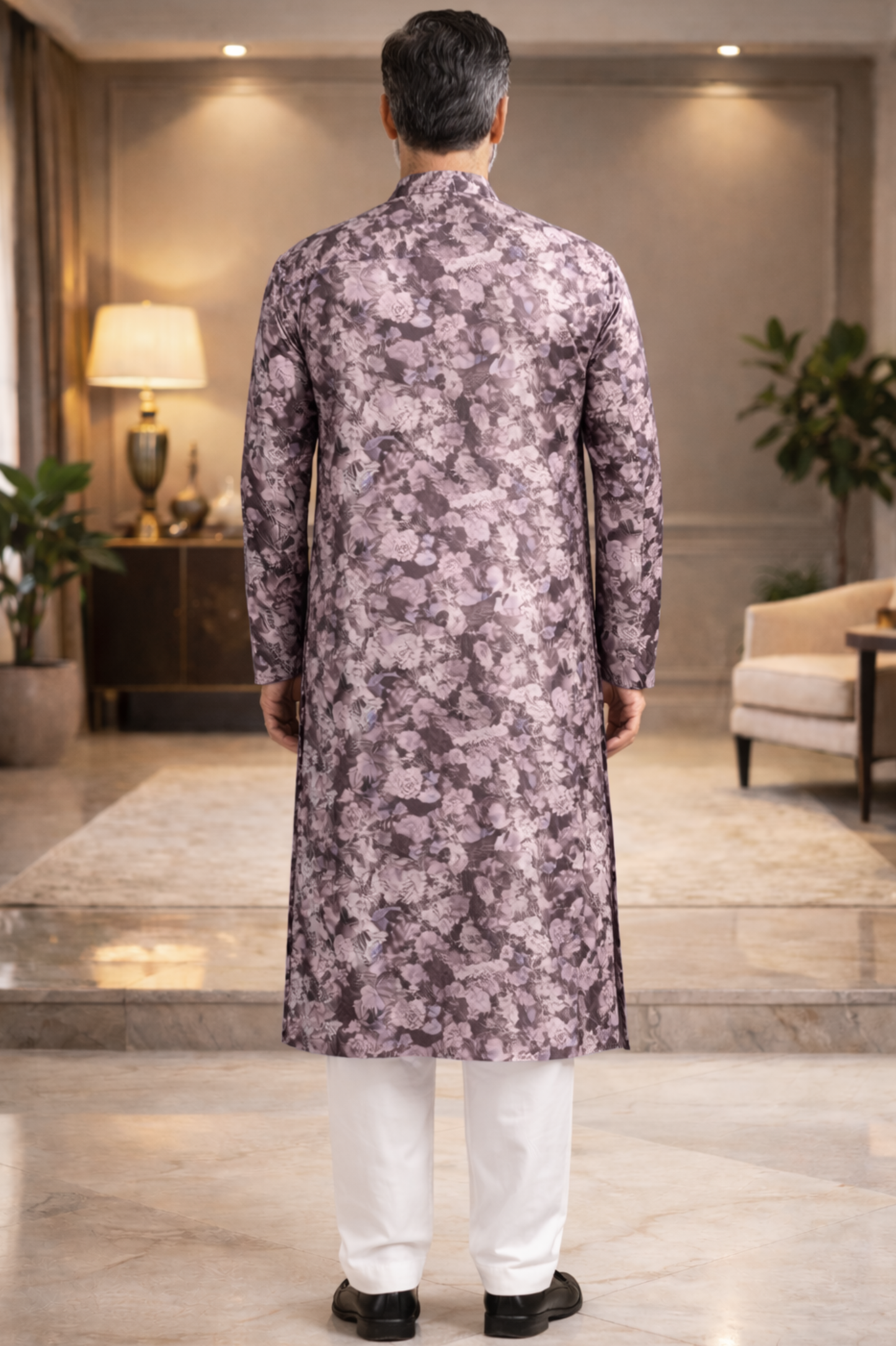 Burgundy Charm Printed Kurta Pajama