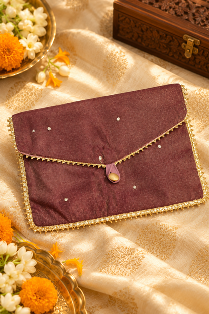 Burgundy Handcrafted Shagun Envelope