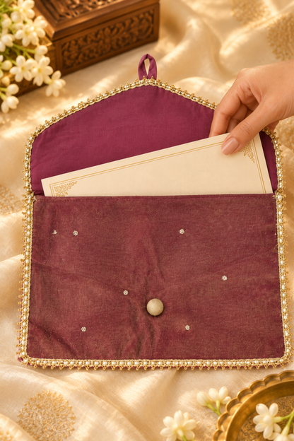 Burgundy Handcrafted Shagun Envelope