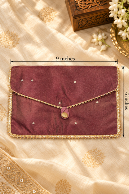 Burgundy Handcrafted Shagun Envelope